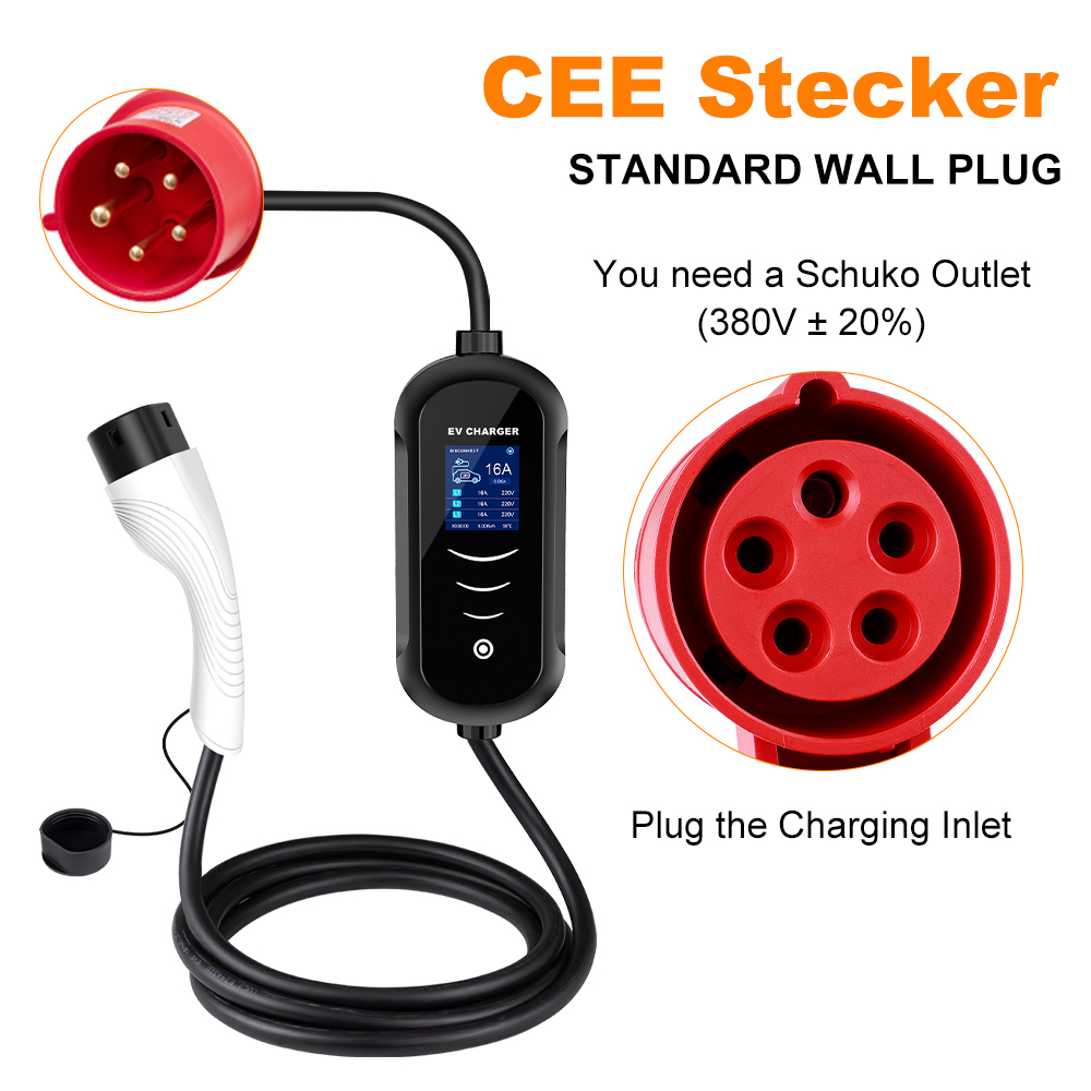 IPENGEN 11KW 16A 3 Phase EV Po - Portable Ev Charger 32A Type 2 Cee Plug review and price